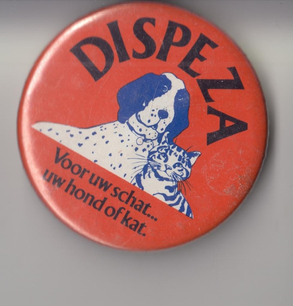 Dispeza Hond Kat button, Gebruikt, Niet vindbaar, Niet vindbaar, Speldje of Pin