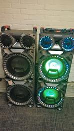 Krachtige DJ Party Speakerset met LED Verlichting, Ophalen, Gebruikt, Complete set