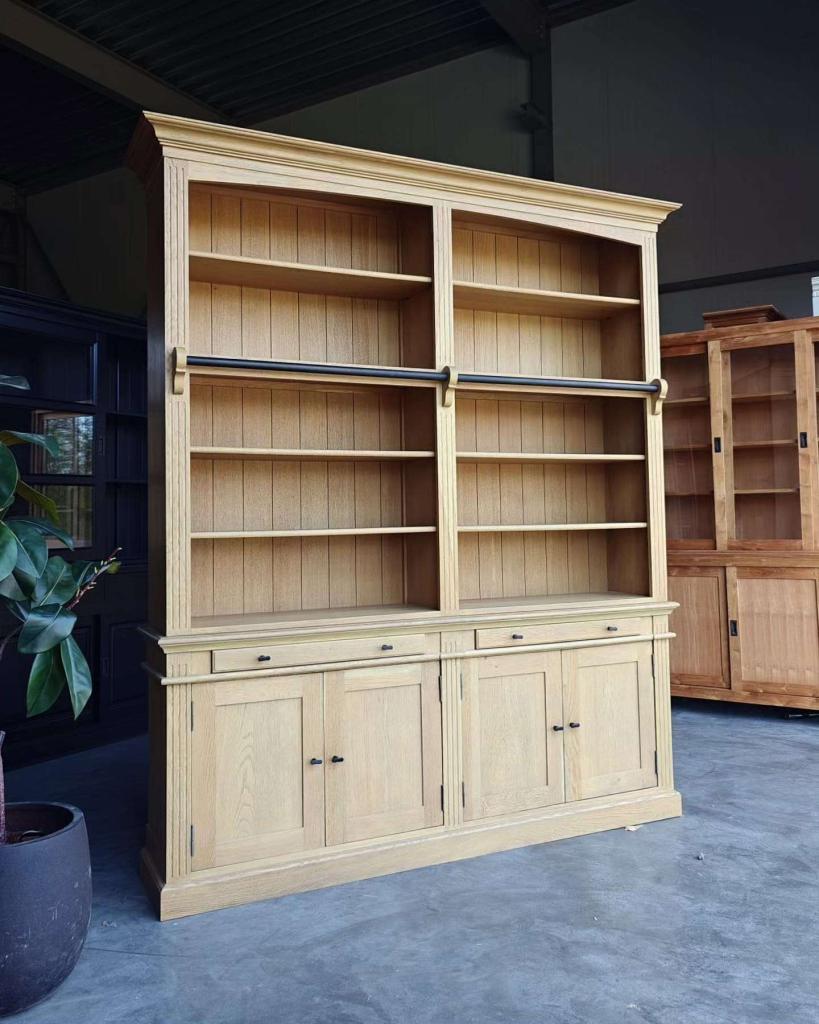 Grote eikenhouten boekenkast | Bibliotheekkast #9036, Huis en Inrichting, Kasten | Boekenkasten, Niet ingevuld, Gebruikt, Met deur(en)