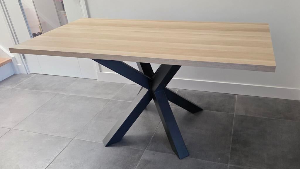 Nieuwe tafel 160x80 met stalen spinpoot, Nieuw, 50 tot 100 cm, 150 tot 200 cm, Rechthoekig