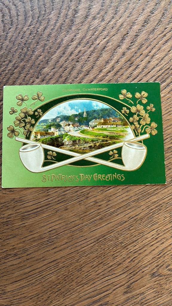 St. Patricks day.Relief.Landelijk.Goudopdruk, pijp,klaver 3, Ophalen of Verzenden, Voor 1920, Ongelopen, Overige thema's