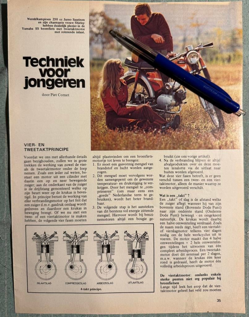 Knipsel 1973 Yamaha SS50 Jarno en Shirley Saarinen, Verzenden, Zo goed als nieuw, Motoren