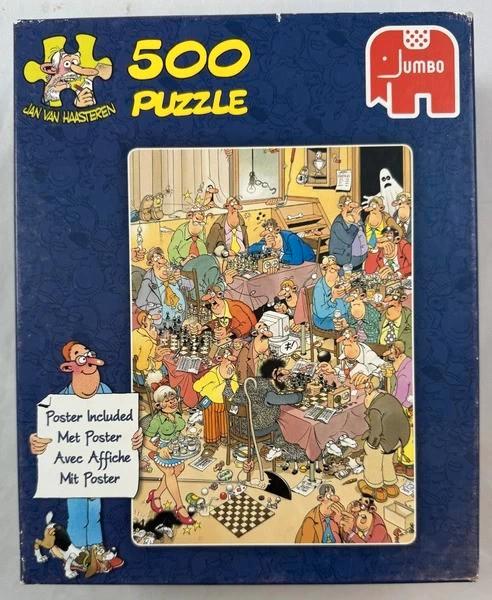 Jan van Haasteren Puzzel De Schaakclub 500 Stukjes compleet, Hobby en Vrije tijd, Denksport en Puzzels, Zo goed als nieuw, Legpuzzel