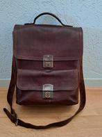 Ruitertassen lederen schoudertas werktas boekentas, Overige merken, Gebruikt, Bruin, Verzenden