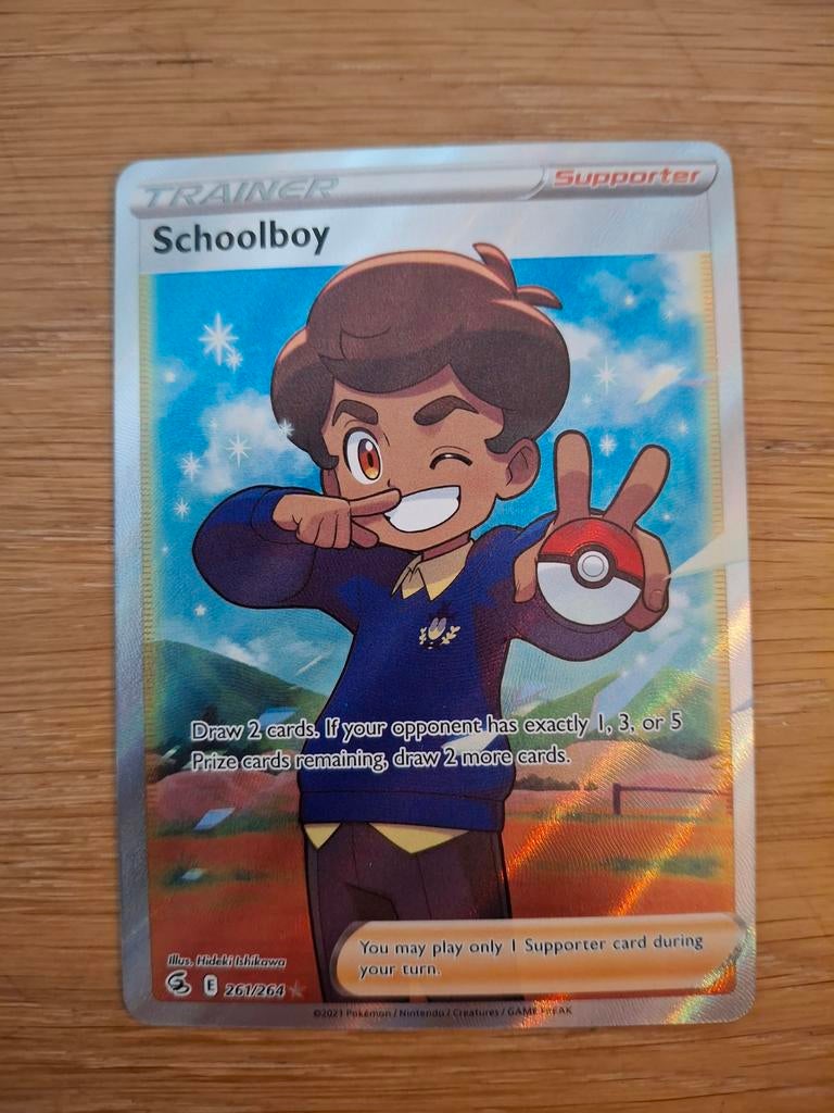 Schoolboy 261/264 Full Art Trainer Kaart Fusion Strike, Ophalen of Verzenden, Zo goed als nieuw, Losse kaart, Foil