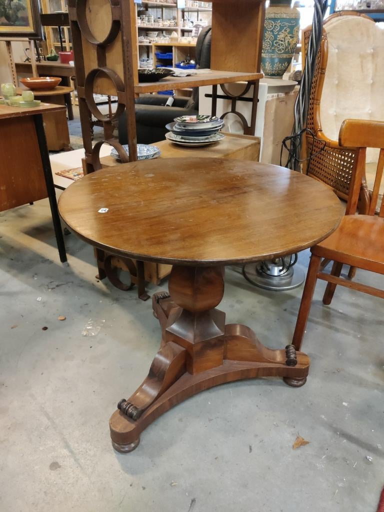 Ronde houten bijzettafel, Ophalen, Minder dan 55 cm, Gebruikt, Rond