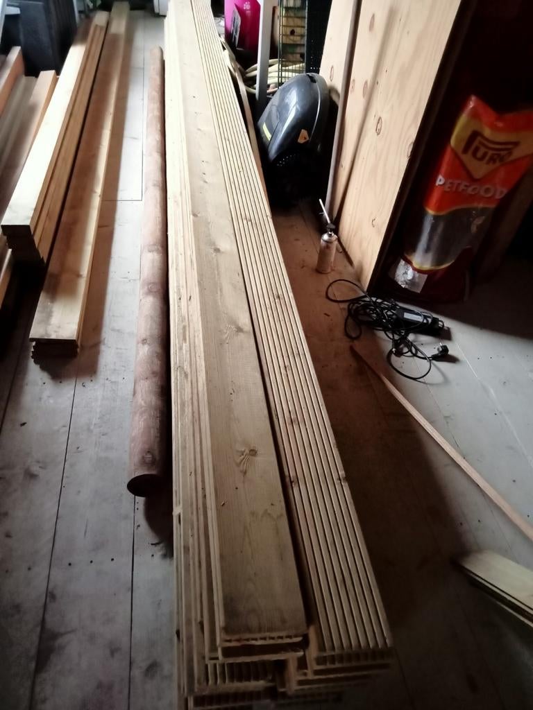 Grenen vlonderplanken 14 cm breed, 30 stuks, Ophalen, Nieuw, Hout