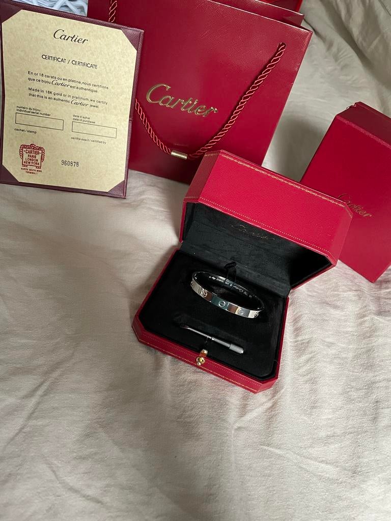 Cartier armband 18K witgoud, Sieraden, Tassen en Uiterlijk, Armbanden, Ophalen of Verzenden, Gebruikt, Zilver, Goud