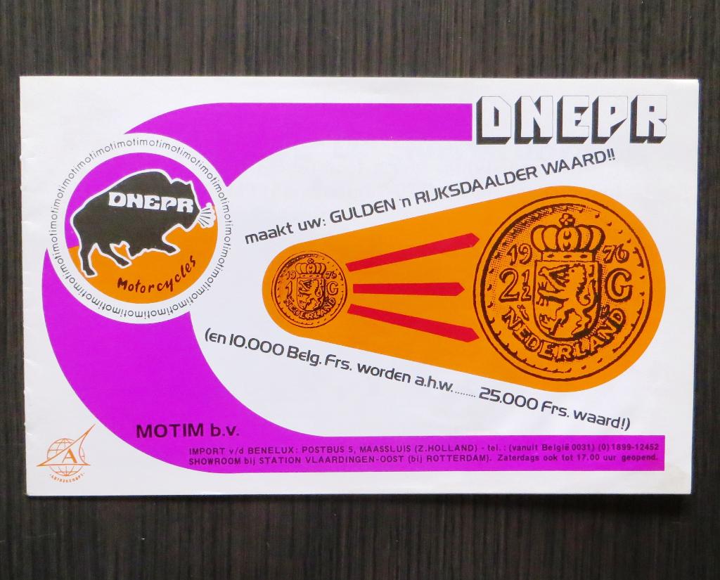 Folder Dnepr MT 10 - 1980 - 8 blz (Nederlands) - MOTIM, Verzenden, Overige merken