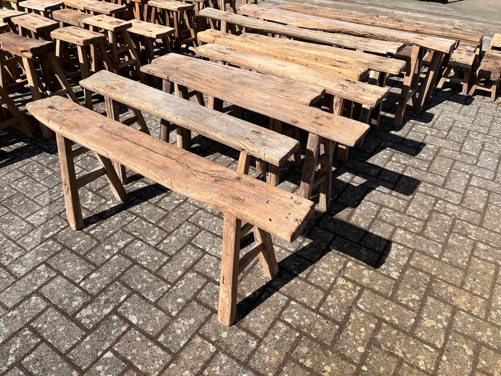 Oude houten stoere bankjes, Antiek en Kunst, Ophalen