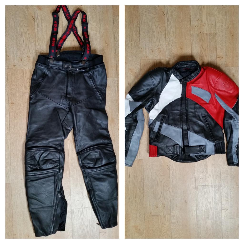 Combipak: jas en broek mt. 50 – 52 (dames mt. 40) MQP - leer, Ophalen, Tweedehands, Dames, Combipak