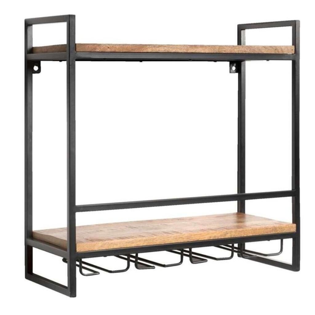 Stijlvol Wijnrek van Hout en Metaal - Industrieel Design, Ophalen, Zo goed als nieuw, Hout, 50 tot 75 cm