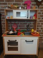 Duktig keukentje +mixer, pizza, pannen, kookgerei, groente,, Ophalen, Zo goed als nieuw, Hout, Speelkeuken