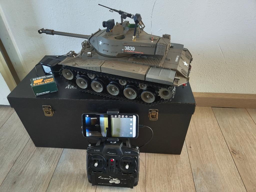 HENG LONG 1/16 RC Tank Walker Bulldog met FPV camera, Overige merken, Gebruikt, Tank, Groter dan 1:32