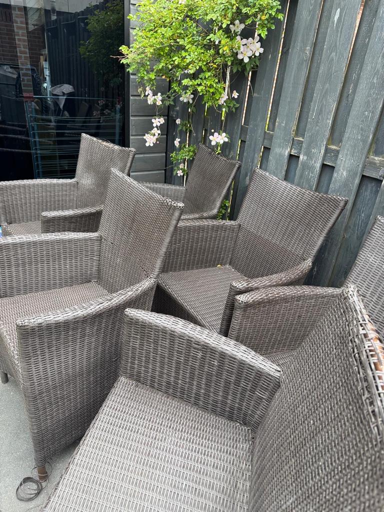 6 Tuinstoelen zonder kussens - gratis af te halen, Tuin en Terras, Tuinstoelen, Ophalen of Verzenden, Gebruikt, Wicker