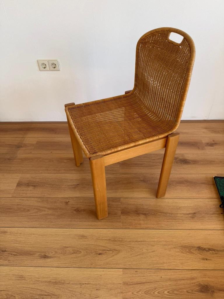 Rieten stoel, Gebruikt, Twee, Bruin, Hout