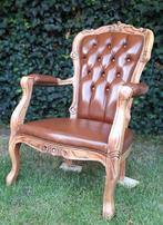 Barokke vintage Chesterfield fauteuil, stoel, leren zetel, Ophalen, Gebruikt, Nvt, Minder dan 75 cm