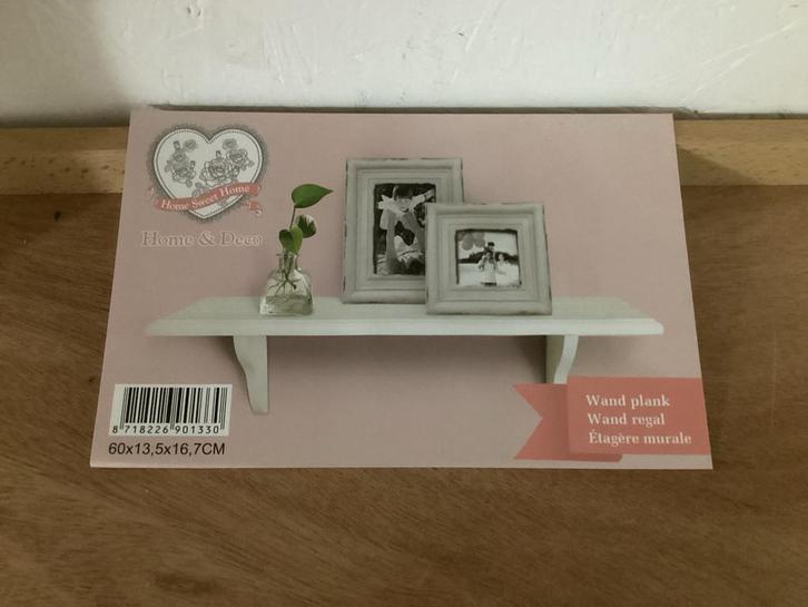 Witte wandplank 60x13x16 cm - Home & Deco, Huis en Inrichting, Woonaccessoires | Wandplanken en Boekenplanken, Nieuw, Ophalen of Verzenden