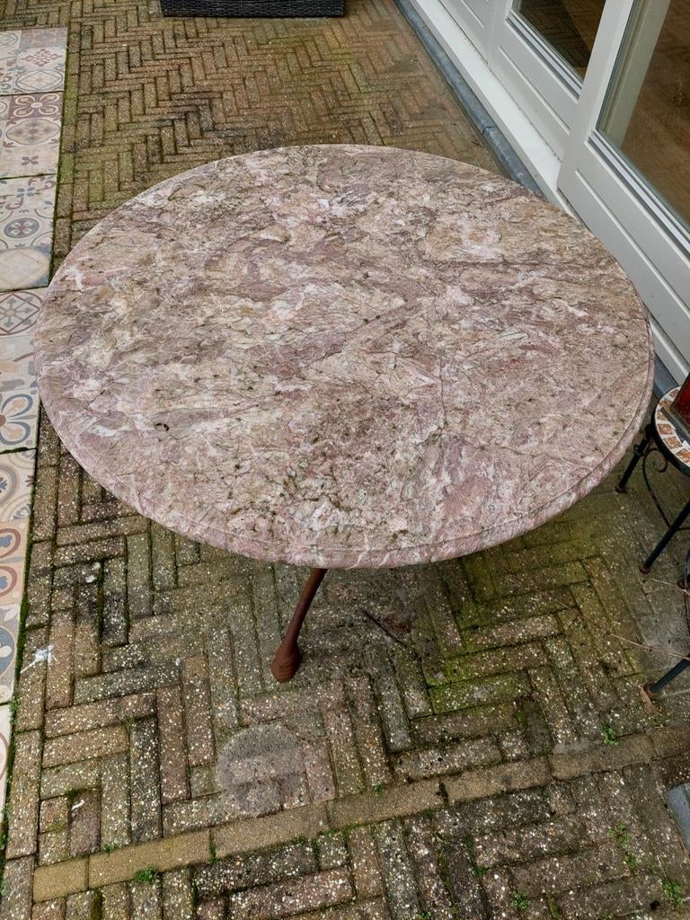 Tuintafel met marmeren blad, Ophalen, Gebruikt, Rond