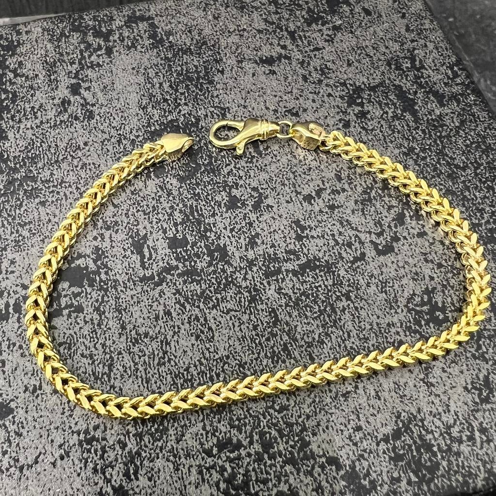 14 karaats gouden armband vossenstaart schakel, Ophalen of Verzenden, Zo goed als nieuw, Goud