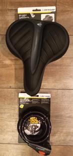 Nieuw Dunlop fietszadel en spiraalslot, Ophalen of Verzenden, Nieuw