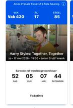 2x Harry Styles VAK 420 - Johan Cruiff Arena - 17-5-2026, Twee personen, Mei