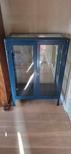 IKEA FABRIKÖR Vitrinekast, zwartblauw, 81x113 cm, Ophalen, Met deur(en), 100 tot 150 cm, 50 tot 100 cm