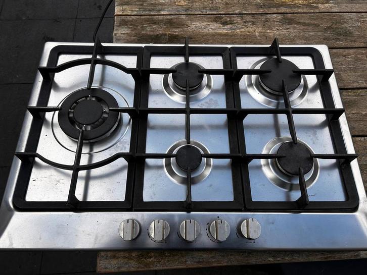 M-System Gasfornuis - 5 kookzones - RVS, Witgoed en Apparatuur, Fornuizen, Gebruikt, Vrijstaand, Gas, 5 kookzones of meer, 85 tot 90 cm