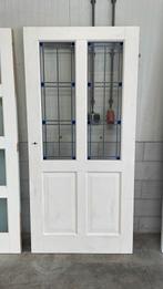 Te koop paneeldeur met glas en lood, Binnendeur, Ophalen of Verzenden, 200 tot 215 cm, Glas