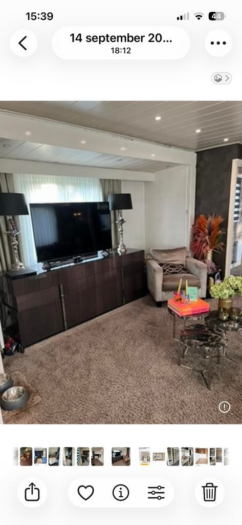 Dressoir kast met bijpassende eettafel antraciet met zilver