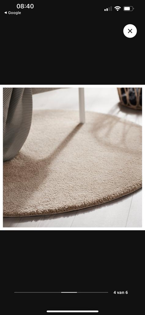 Ikea ronde vloerkleed, Huis en Inrichting, Stoffering | Vloerbedekking, Ophalen, Beige, Zo goed als nieuw, Minder dan 10 m²