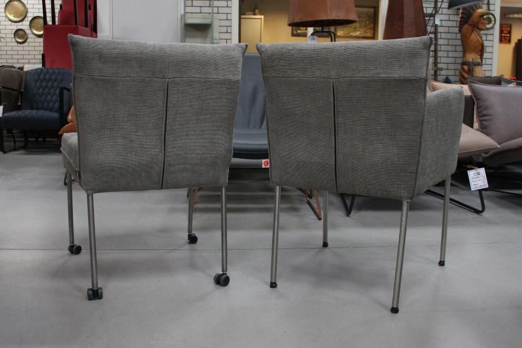 4 x luxe eetkamerstoel Forward Jess design stof wieltjes, Ophalen, Zo goed als nieuw, Grijs, Stof