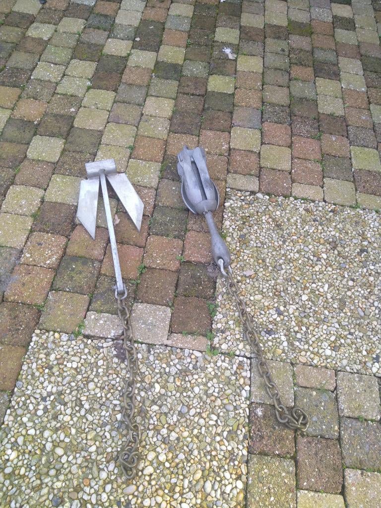 Klapanker en paraplu anker met ketting, Ophalen of Verzenden