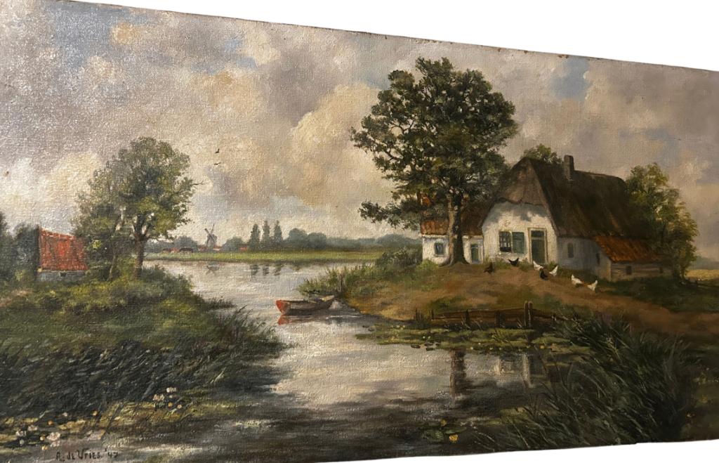 schilderij Boerderij met Landschap 1947 80x40 cm, Ophalen