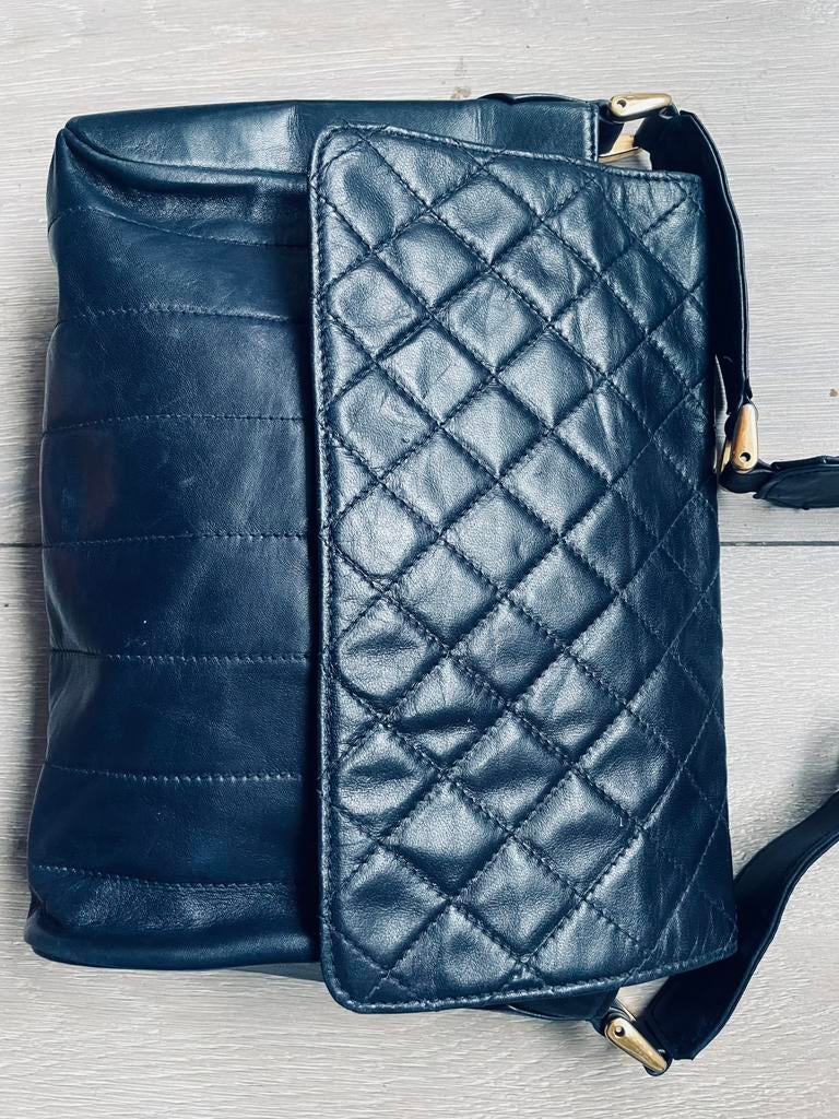 Te koop: leren tas, Bonneterie, blauw, Ophalen of Verzenden, Zo goed als nieuw, Blauw