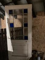 Oudentieke deur met gekleurde raampjes, Doe-het-zelf en Verbouw, Deuren en Horren, Ophalen of Verzenden, Zo goed als nieuw, Binnendeur