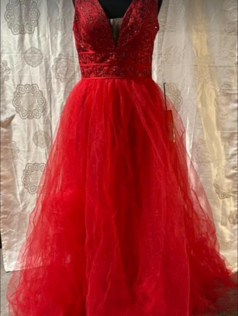 Prachtige Rode Galajurk - Maat M, Kleding | Dames, Gelegenheidskleding, Maat 38/40 (M), Galajurk, Saten, Nieuw