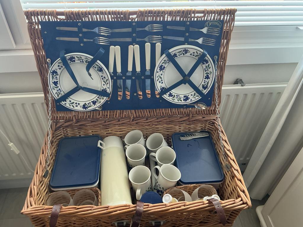 Vintage Optima picknick mand 6 personen, Ophalen of Verzenden, Gebruikt