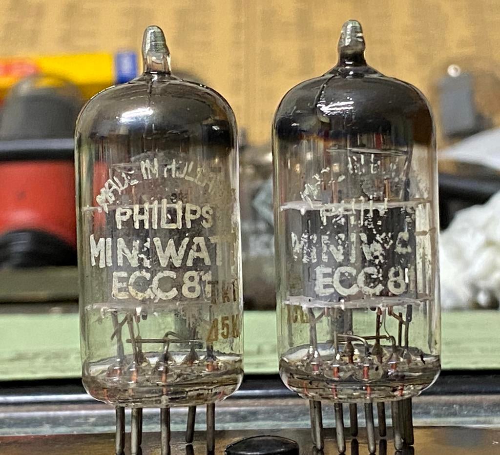 ECC81 Philips Miniwatt D-Getter paartje 12at7, Ophalen of Verzenden