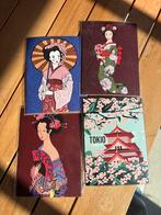 Set van 4 Japanse A5 posters - Geisha en Tokio, Rechthoekig Staand, A4 of kleiner, Nieuw, Ophalen of Verzenden