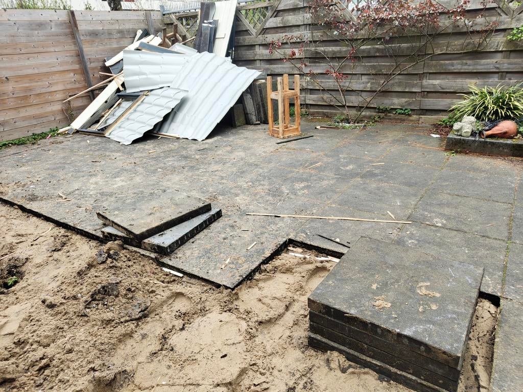 +/- 40 Terrastegels 60x60, Ophalen, Gebruikt, Beton, Terrastegels