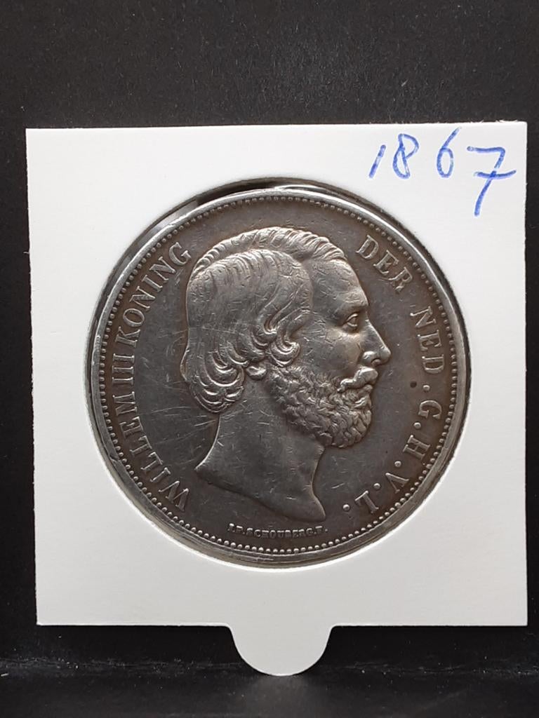 Rijksdaalder 1867 koning Willem III, Postzegels en Munten, Munten | Nederland, Koning Willem III, Zilver, Ophalen of Verzenden