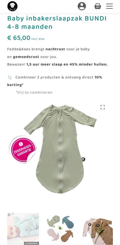 Fedde & Kees Bundi inbakerslaapzak, Kinderen en Baby's, Ophalen, Zo goed als nieuw, Minder dan 70 cm, Bakerzak of Bakerdoek