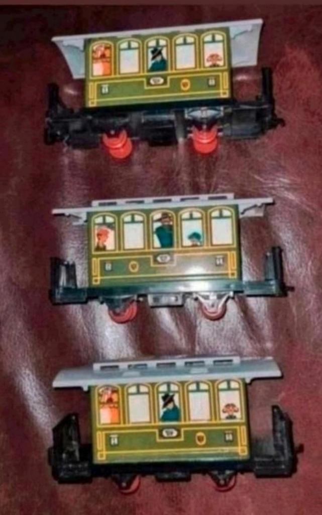 Set van 3 vintage modeltrein Blikken Trein Wagons jaren ´70, Verzamelen, Spoorwegen en Tramwegen, Ophalen of Verzenden, Gebruikt