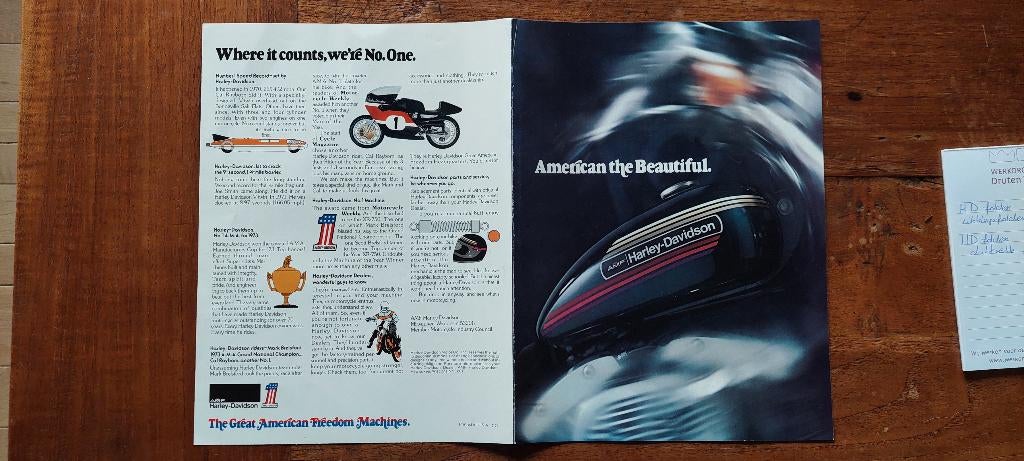1974 Harley-Davidson folder, Motoren, Handleidingen en Instructieboekjes, Ophalen of Verzenden, Harley-Davidson of Buell