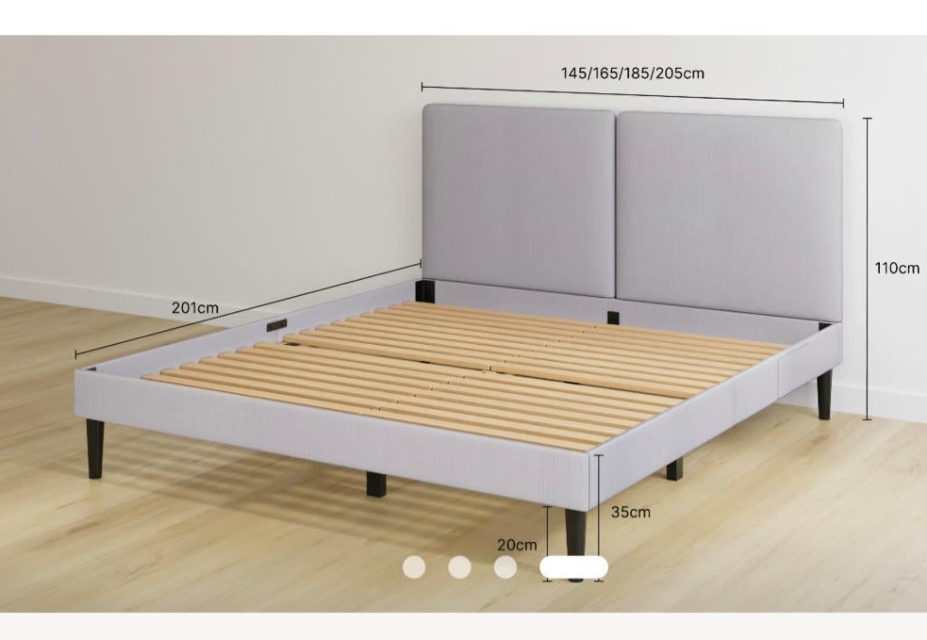 Tweepersoonsbed 160x200, Ophalen, Strak model, 200 cm, Grijs