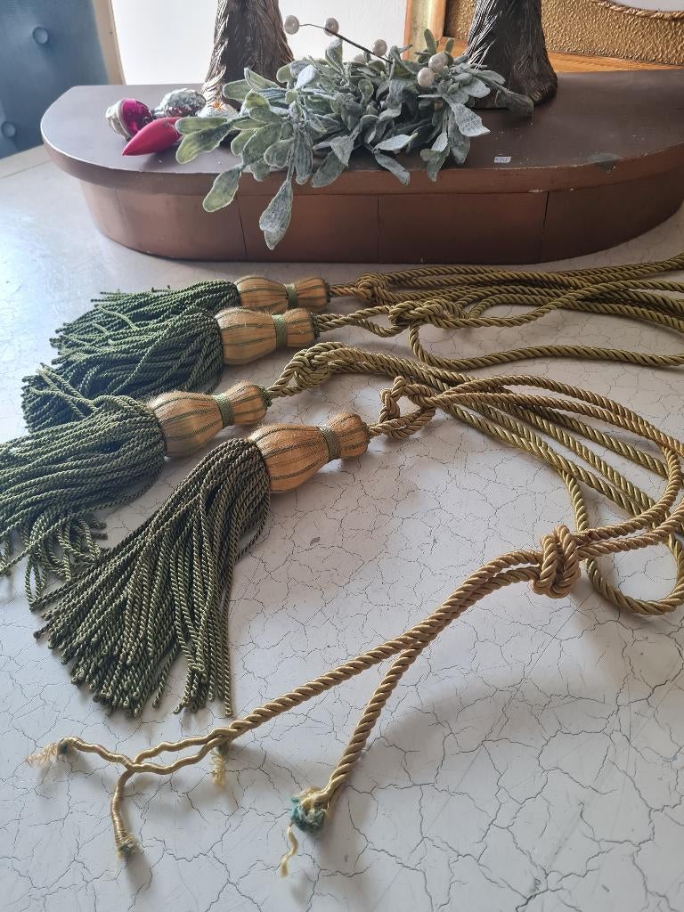 Vintage groene embrasses p/st 4.95, Huis en Inrichting, Heikant 21 Kaatsheuvel, Belle Vieille Brocante, Zo goed als nieuw, Jolandamonsieurs@gmail.com