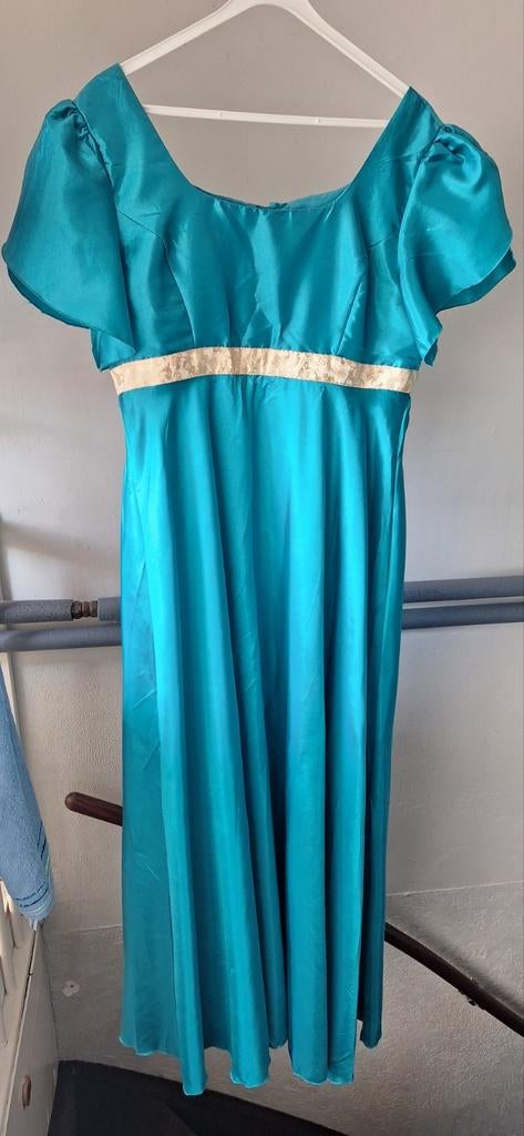 Jurk turquoise/goud verkleden, Ophalen, Overige typen, Blauw, Maat 42/44 (L)