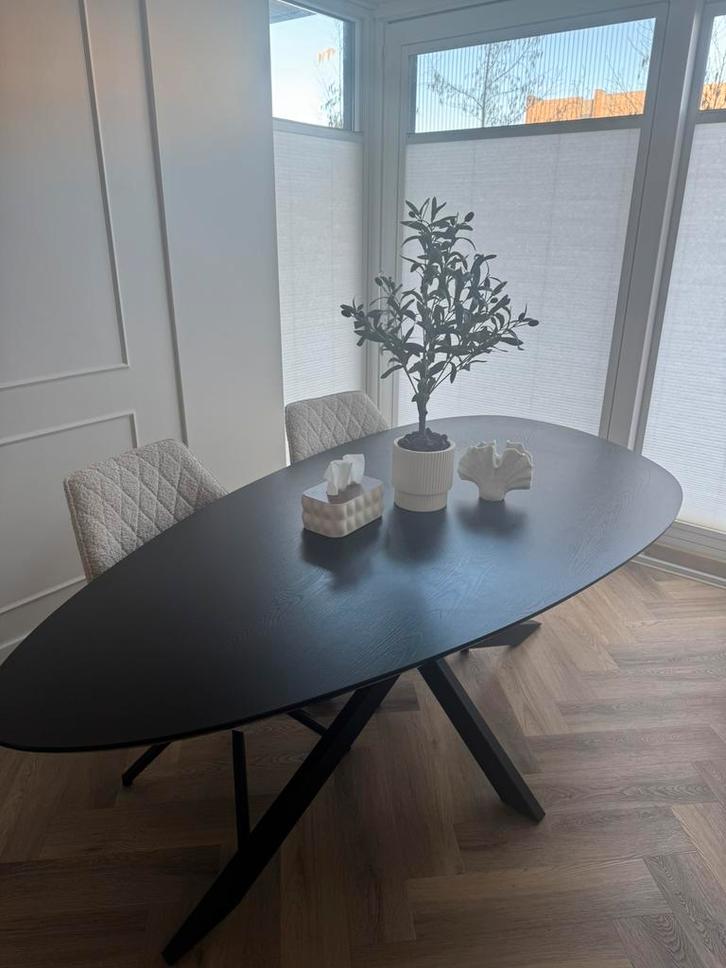Eettafel zwart 220x100cm, Huis en Inrichting, Tafels | Eettafels, Zo goed als nieuw, 50 tot 100 cm, 200 cm of meer, Overige vormen