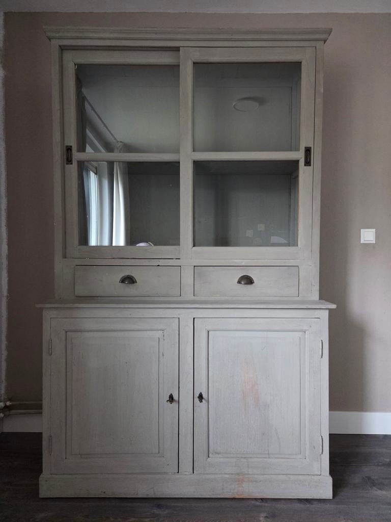 Antieke houten vitrinekast - Goede staat, Huis en Inrichting, Glas, Zo goed als nieuw, 150 tot 200 cm, 25 tot 50 cm